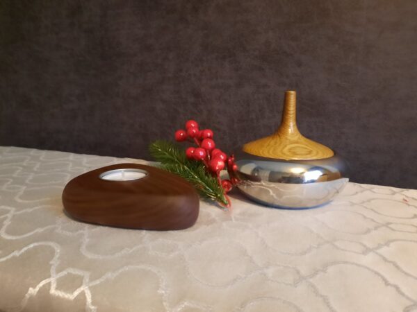 A small tealight holder for handmade wooden gifts by The Wooden Gem.