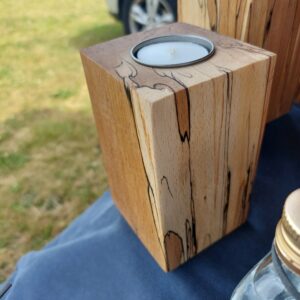 Spalted wooden tealights and handmade wooden gifts by The Wooden Gem.