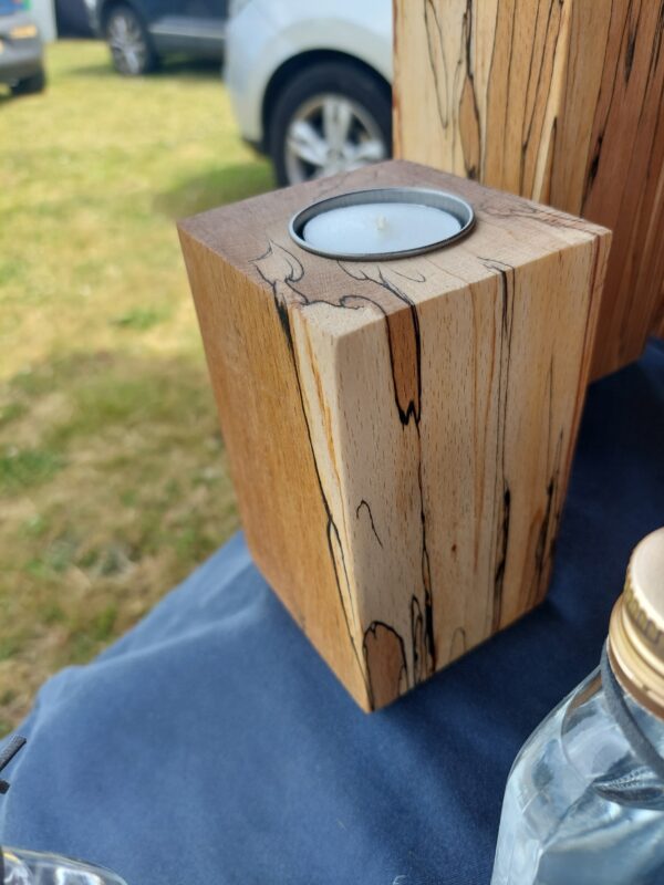 Spalted wooden tealights and handmade wooden gifts by The Wooden Gem.
