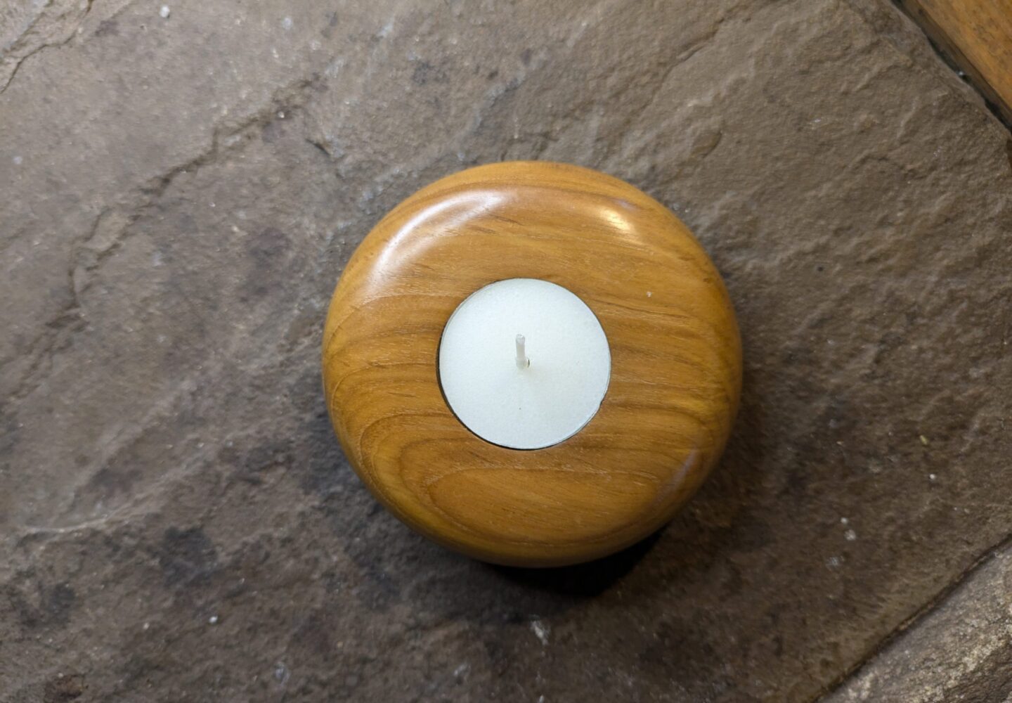 eco friendly wooden presents. 1 teak tealight holder carefully handmade wooden gifts by The Wooden Gem